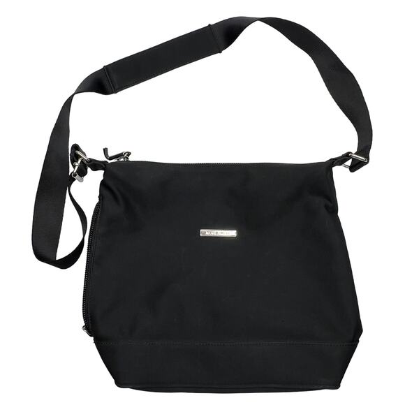 Vintage Nine West Black Nylon Slouchy Zip Crossbody Bag - Picture 1 of 9